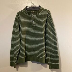 Paradise Collection green white gray 3 snap long sleeve textured sweatshirt L